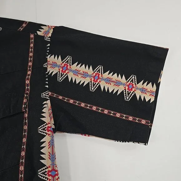 VINTAGE Wrangler Aztec Western Brushpopper Black Pearl Snap Shirt MEN'S MEDIUM.. - Picture 12 of 16
